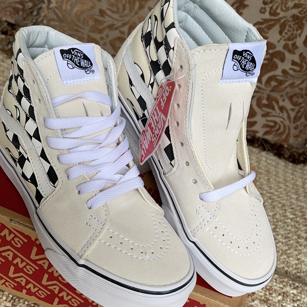 Vans Sk8-Hi Checker Flame Classic White Mens - Picture 9 of 16